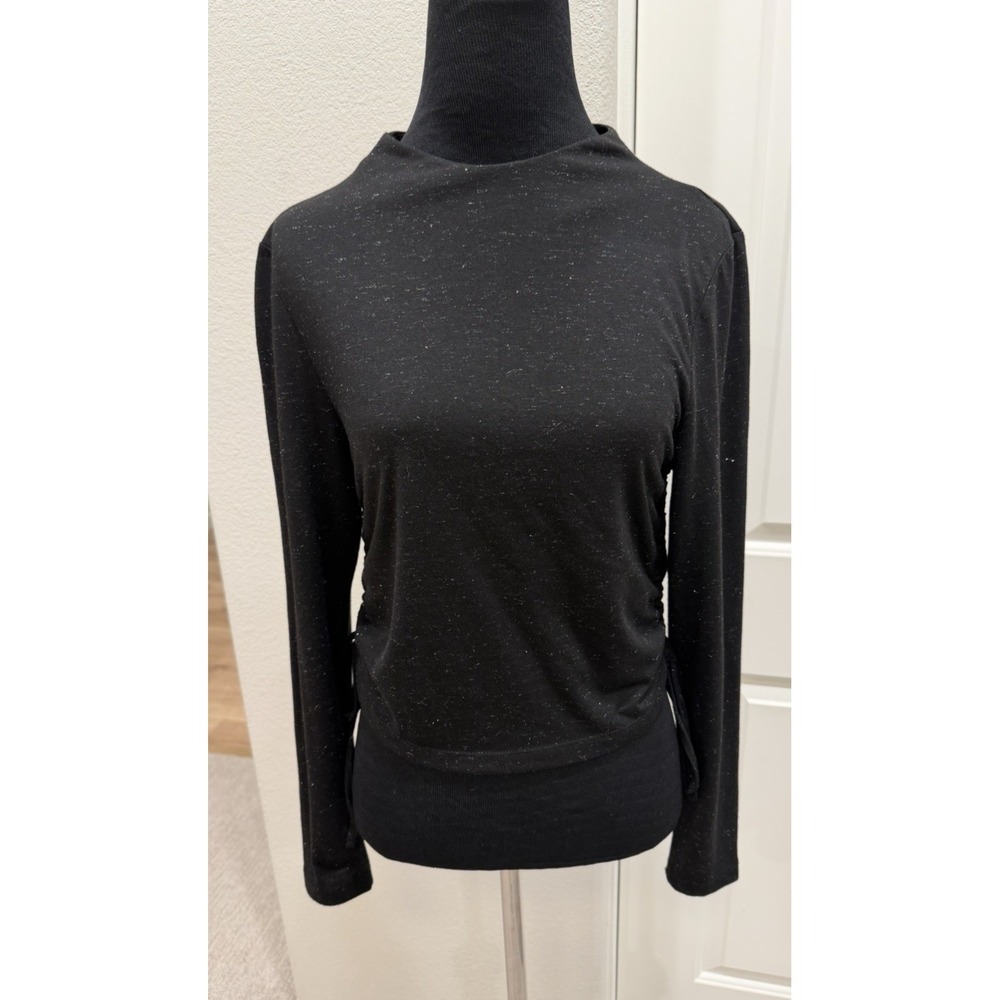 AllSaints Beta Shimmer Ruched Funnel Neck Crop Top NWT US 6 Pull-On